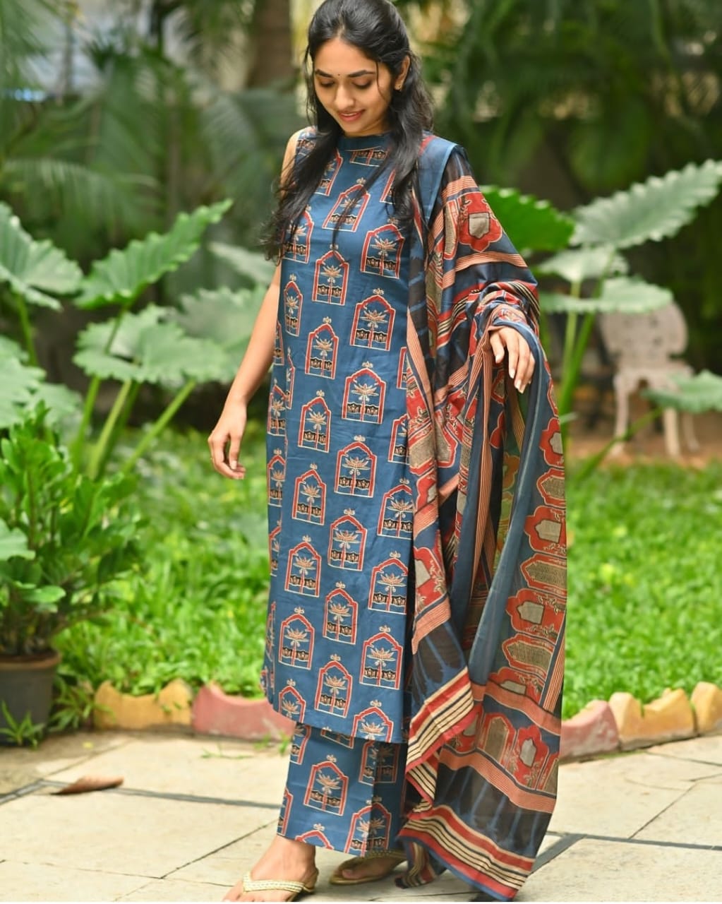 Stylish Printed A-Line Organic Cotton Suit|trending suits|Rubyzz Life Style