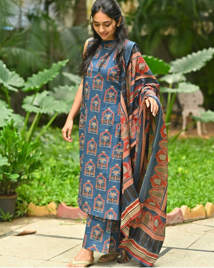 Stylish Printed A-Line Organic Cotton Suit|trending suits|Rubyzz Life Style