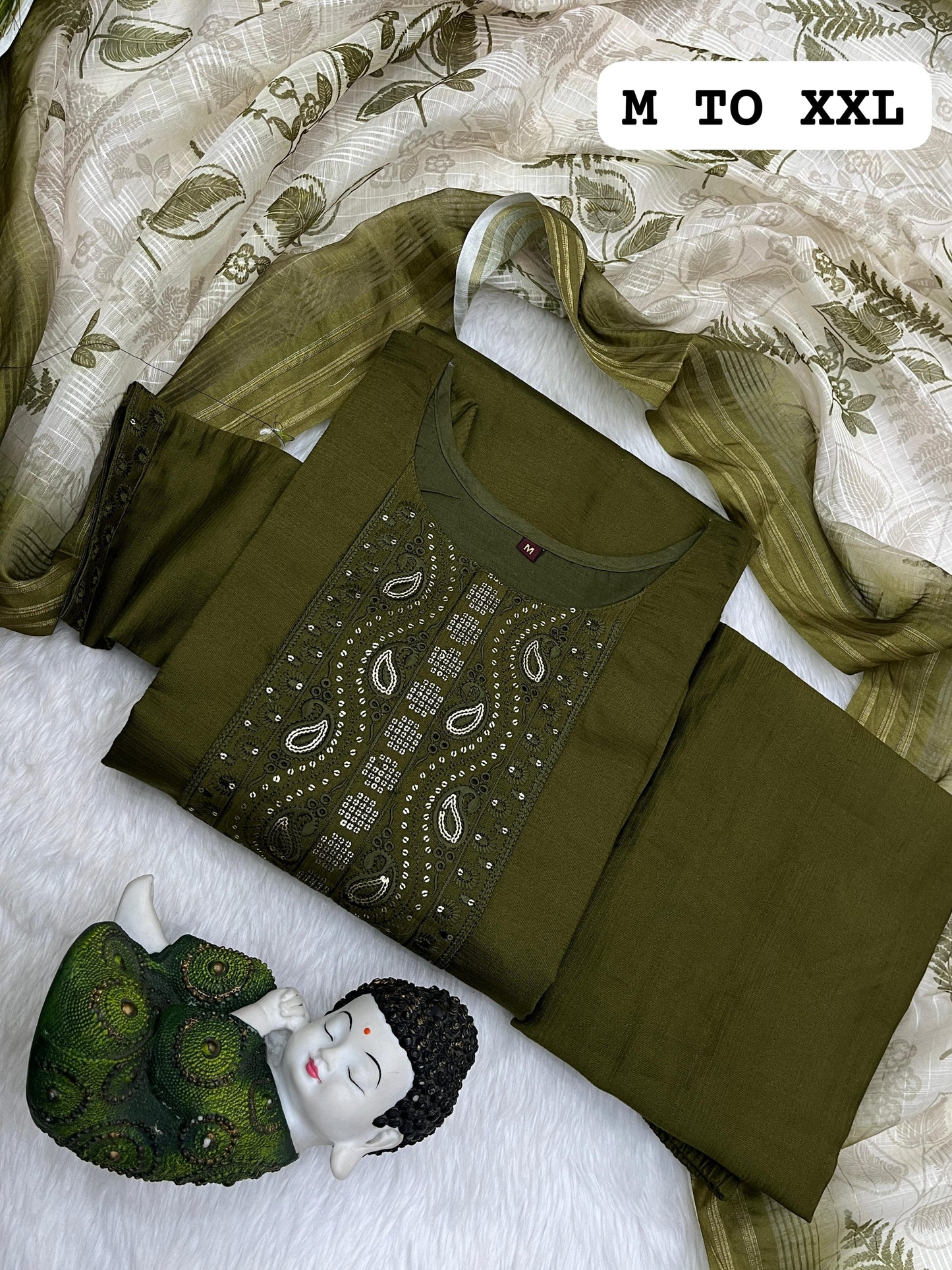 Kurta, Pant & Chanderi Digital Printed Dupatta Set_green|latest suit design|Rubyzz Life Style