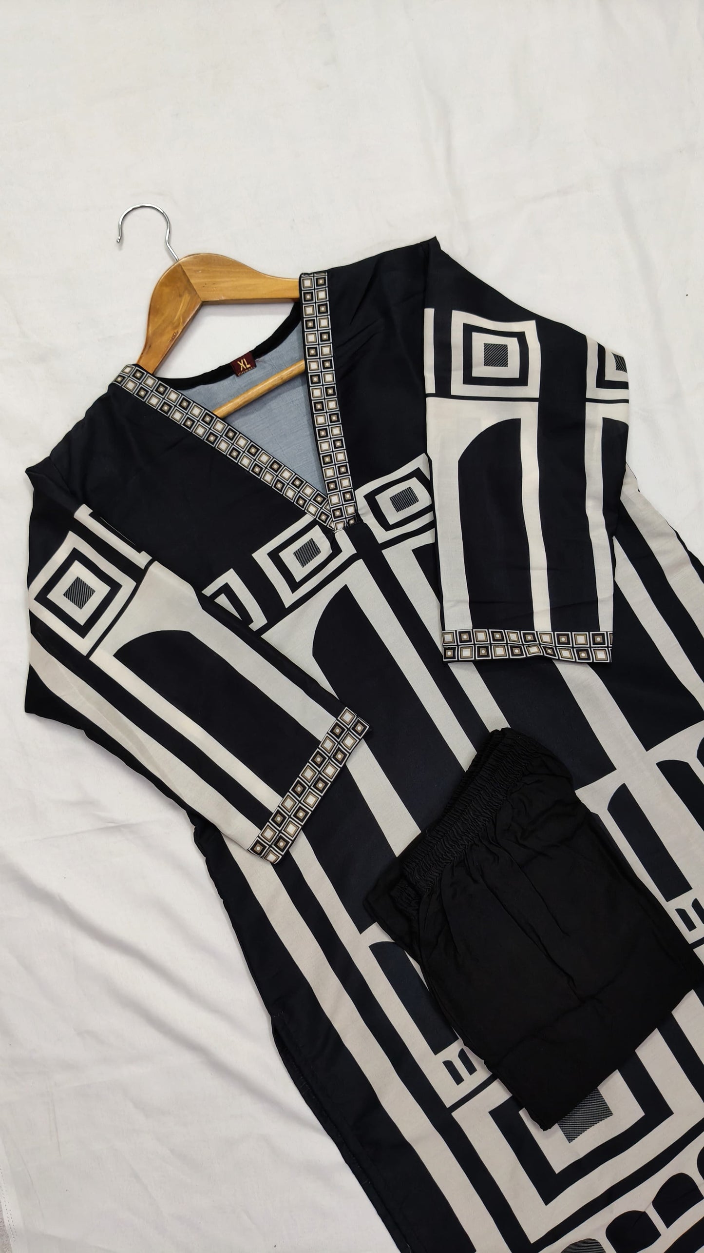 Trendy Office wear Charcoal Digital Panel Printed Kurta and Pant set (Lining attached)